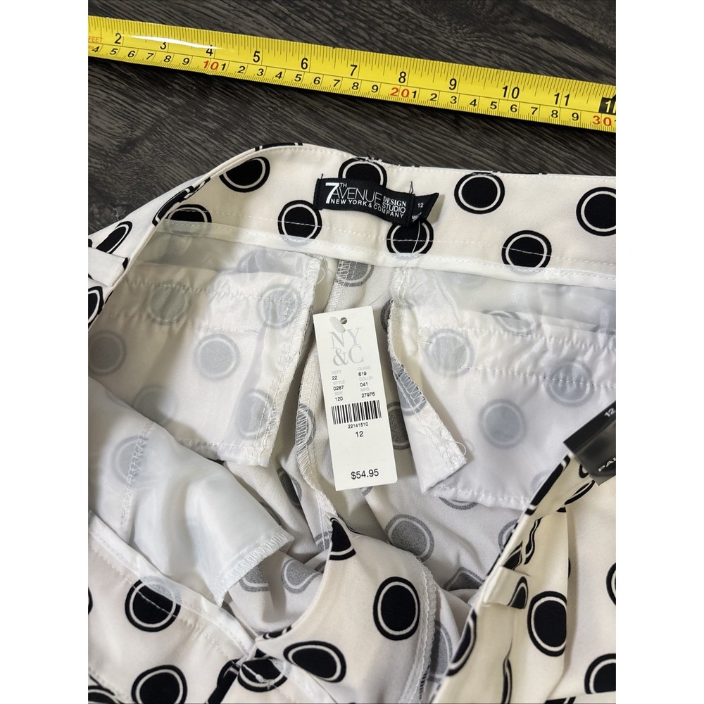 NWT NY&Co 7th Avenue Polka Dot Wide Leg Palazzo Pants Size 12 White Black - Picture 8 of 14